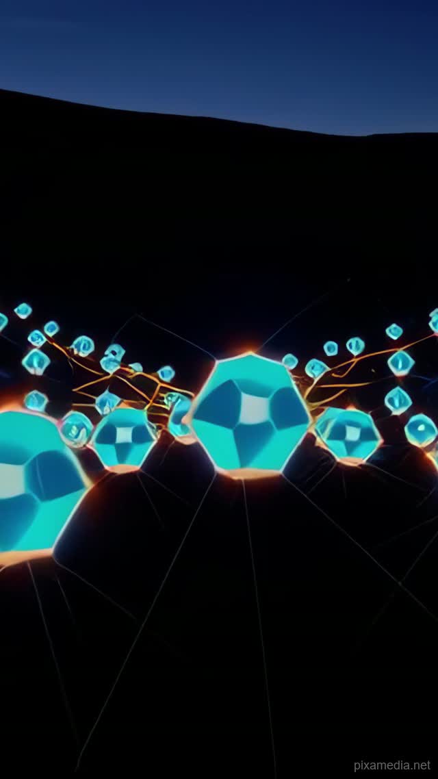 Cyan Nodes Bridge the Void - Motion Graphics AI stock